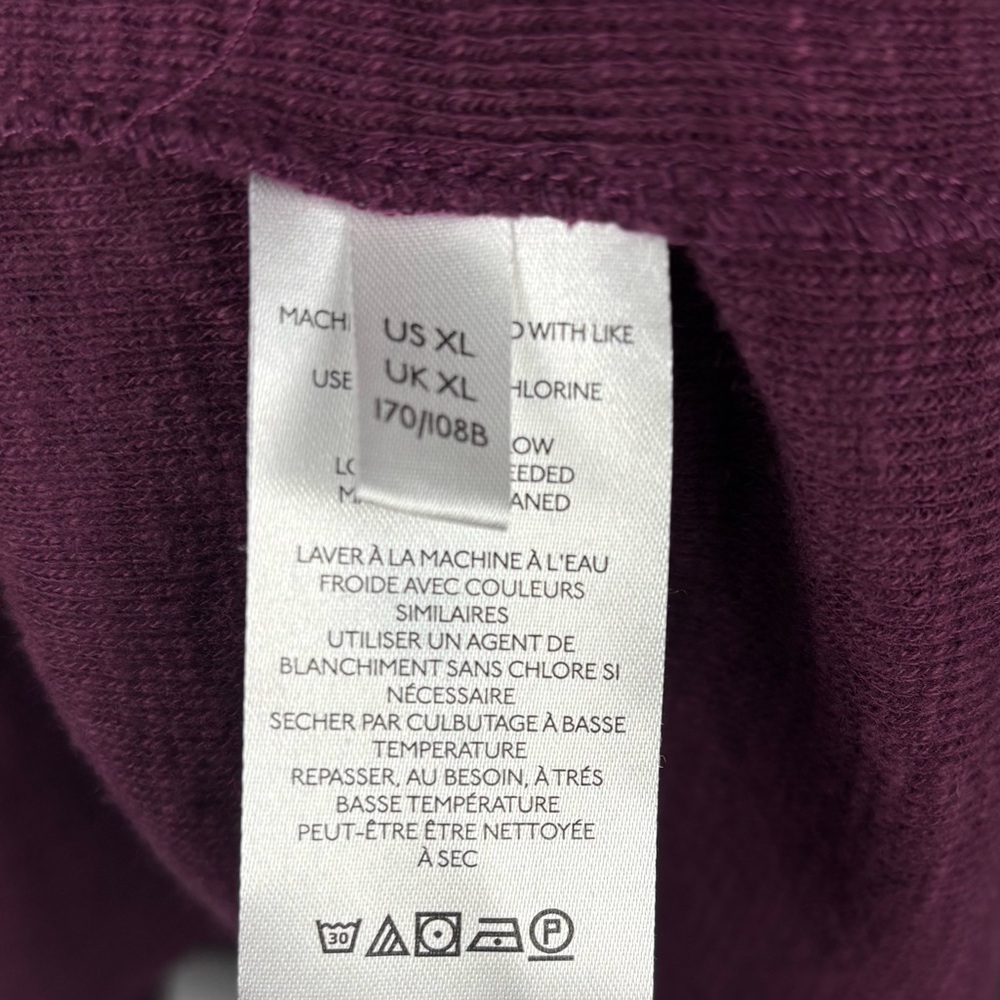 Pilcro Burgundy Plum Ruffled Bottom Sweater Long Sleeve Knit Blouse, XLarge - Picture 4 of 11